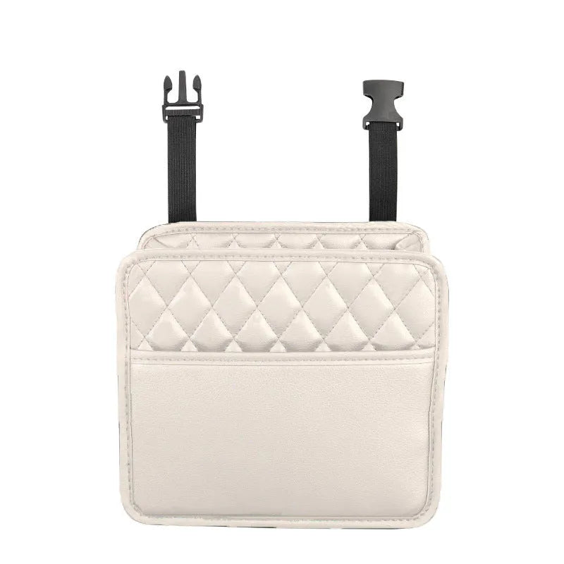 Leather car interior hanging storage bag organiser trash can in black pink green white colours