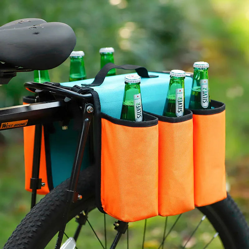 Black and orange bicycle double-sided beverage shelf bag with 2L capacity