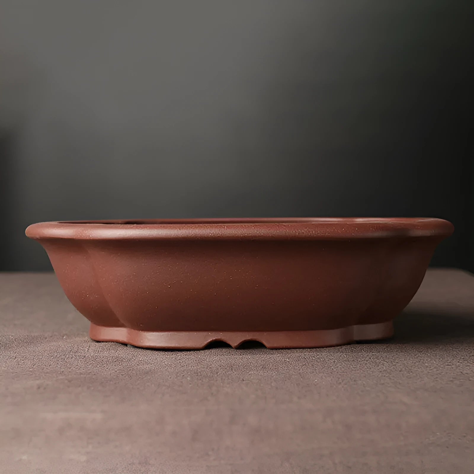 Handmade purple clay bonsai basin with classical Chinese style measuring 25×20×7cm