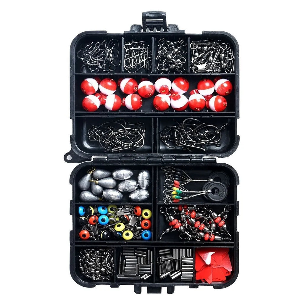 263-piece fishing accessory set with copper tube sinkers and stainless steel split shot weights in red and white