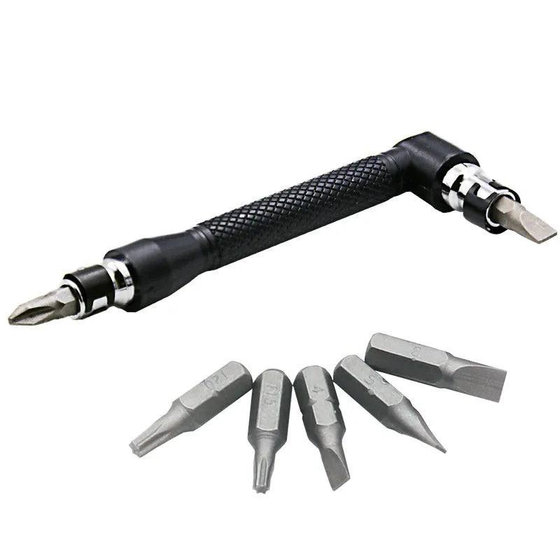 L rod double-headed socket wrench with ten screwdriver bits for general maintenance tasks