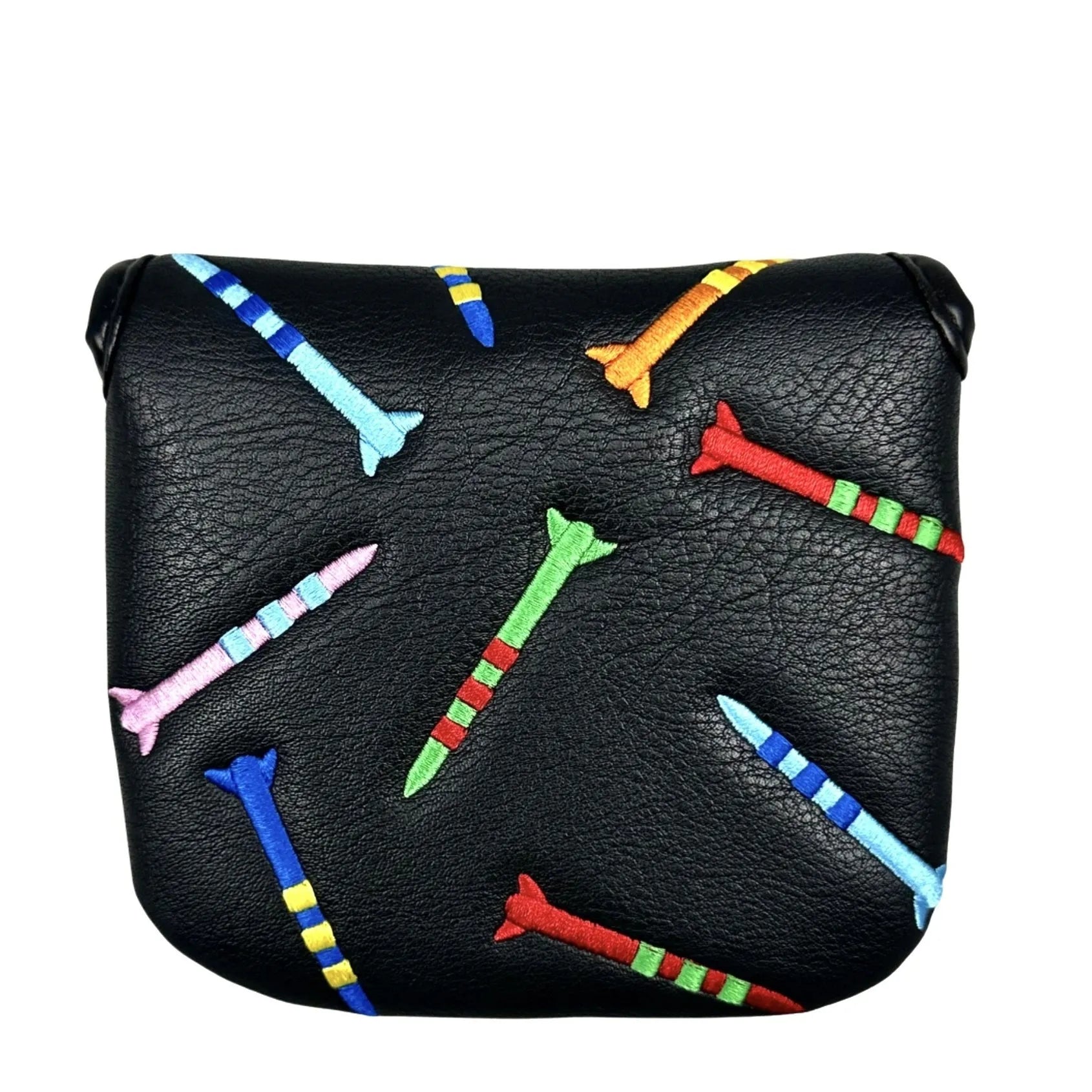 Rocket pattern square putter protective sleeve in black and white PU leather for golf club storage
