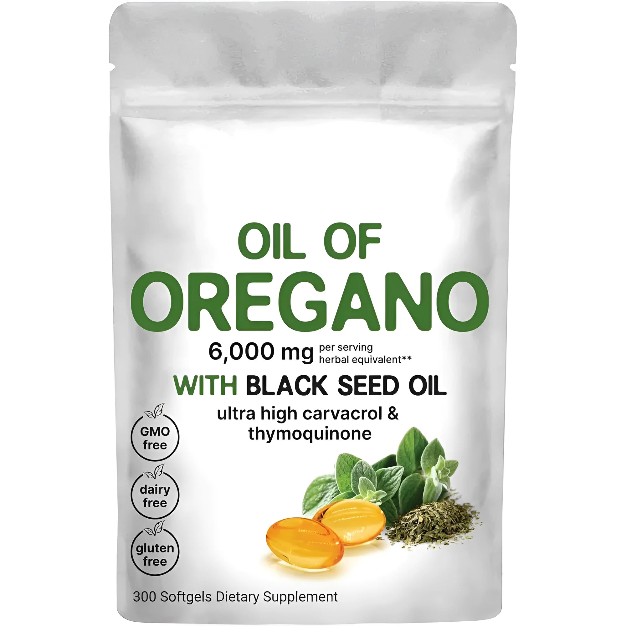 Butter Black Seed Oil softgel capsules supplement bottle showing 180 or 300 tablet pack options.