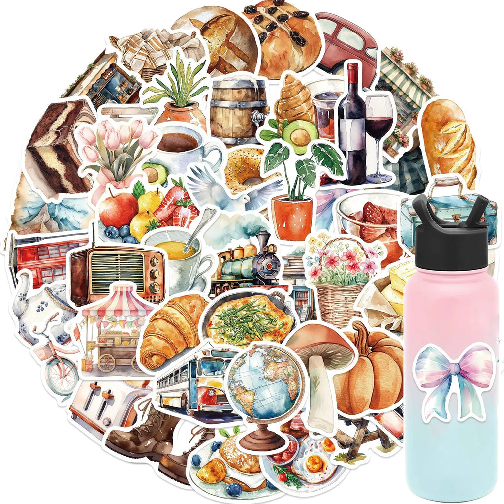 50 cartoon graffiti stickers with cute PVC adhesive designs, 3-6cm waterproof matte finish