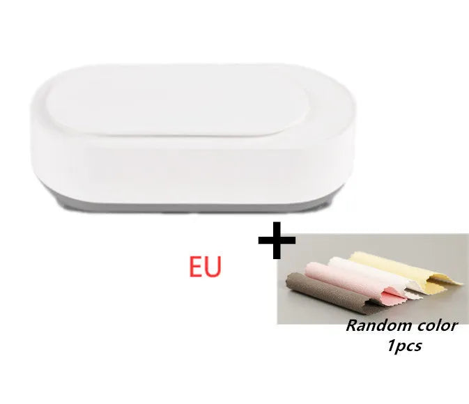 White portable ultrasonic cleaner with stainless steel tank for jewellery glasses watch cleaning