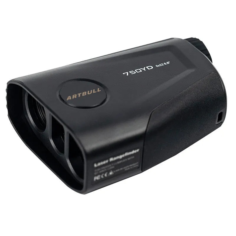 Rechargeable golf laser rangefinder with LCD display showing distance measurement