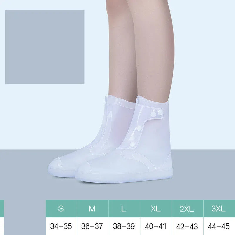Women's reusable PVC high top water resistant shoe covers in blue, grey, or pink colours
