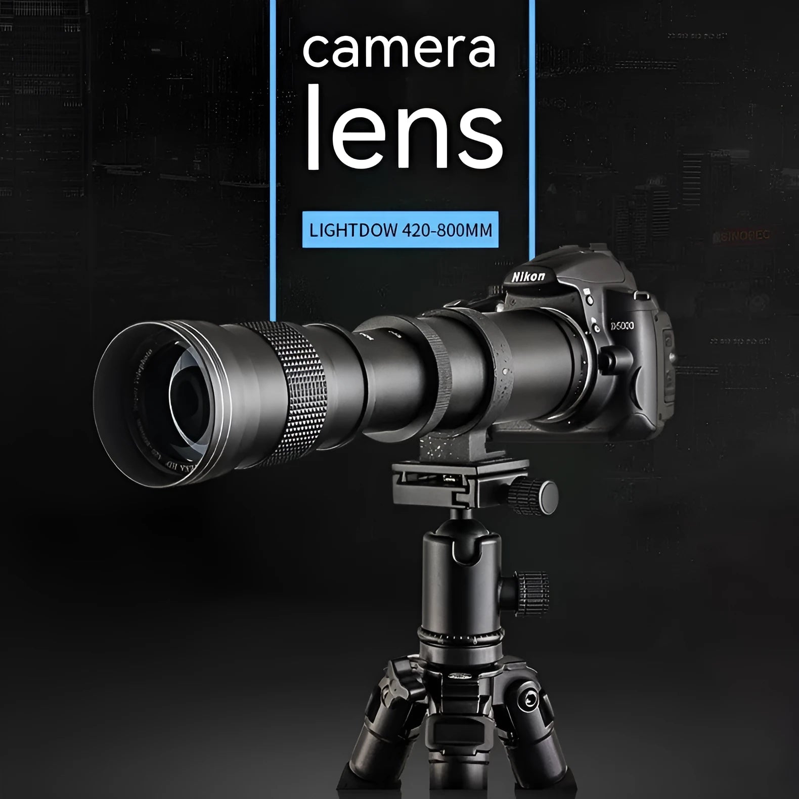 420-800mm manual telephoto zoom camera lens with extending barrel and 67mm filter thread
