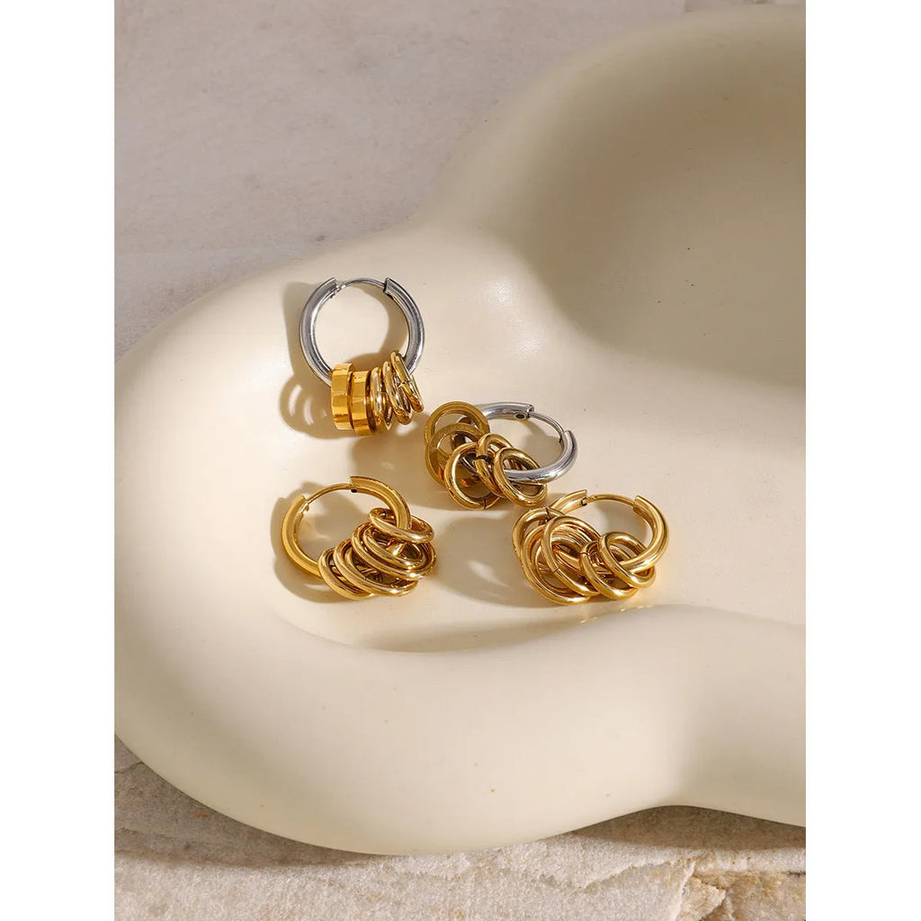 Stainless steel personality earrings with electroplated silver or rose gold finish