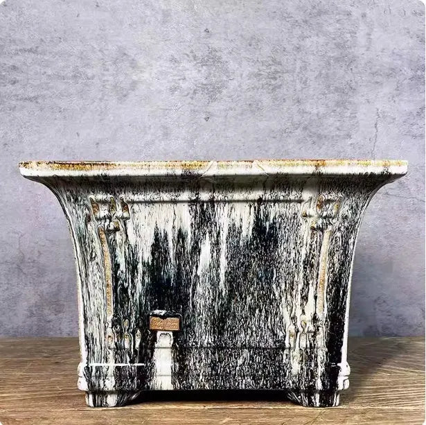 Square ceramic glazed flower pot for phalaenopsis large size 36 Shiwan green crackle glaze