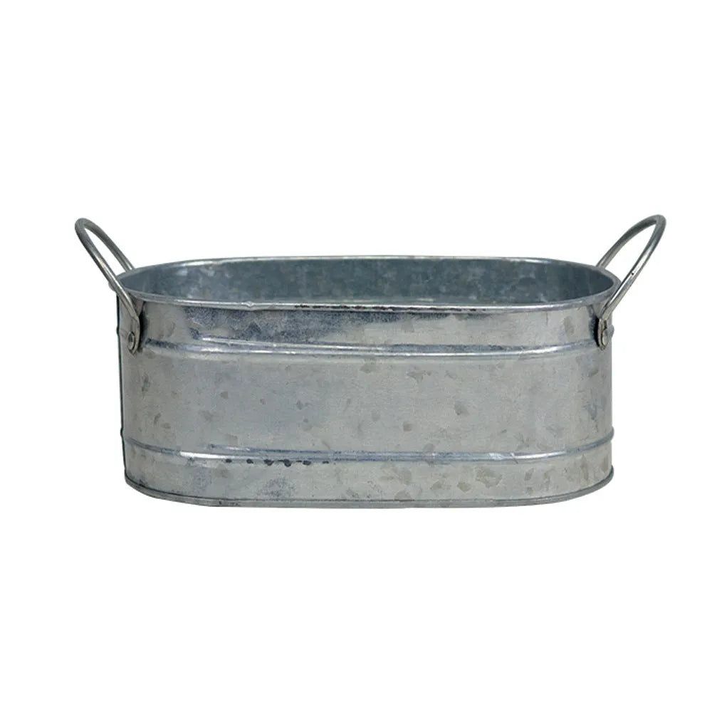 Iron desktop flowerpot for succulents and cacti with metallic finish
