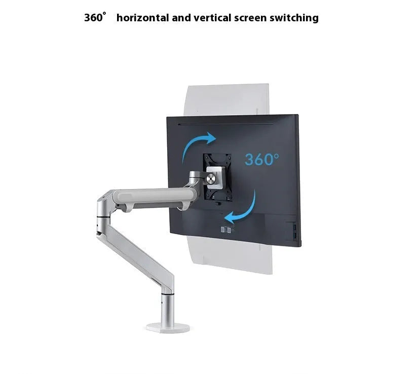 Aluminium alloy laptop stand with adjustable air pressure arm bracket in black and silver colours