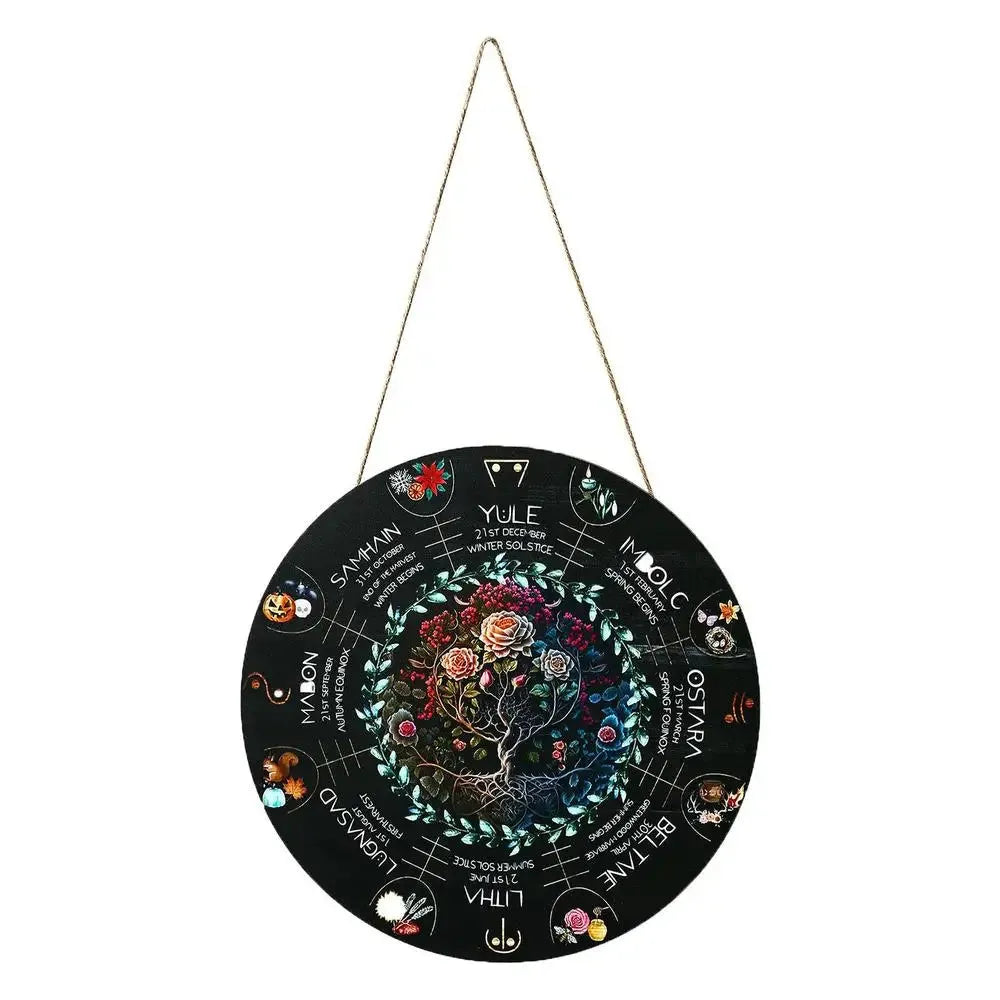 Wooden holiday decorative pendant with American style boxwood carving showing rose disc design