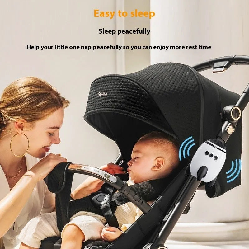 White baby stroller shaking device with Bluetooth and automatic shaking functions