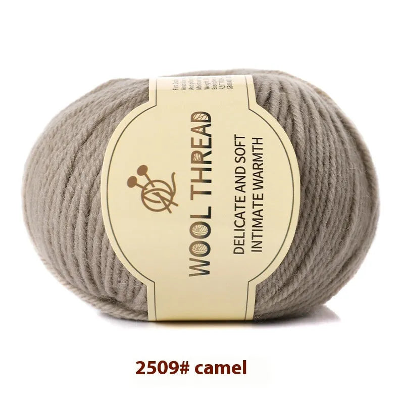 Roll of woolen knitting yarn thread for hand knitting with size 10 needles in various colour options
