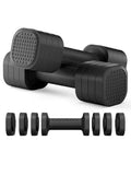 Detachable adjustable weight dumbbell set in pink, blue, black and purple colours for women's home fitness