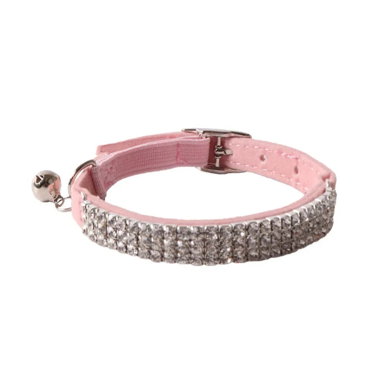 Flocking elastic buckle cat collar with gang drill pattern in multiple colour options