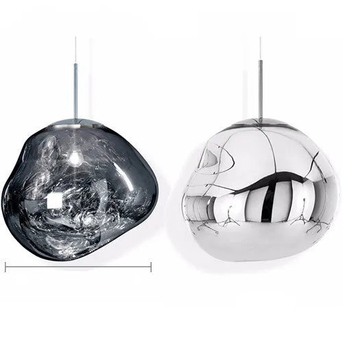 Post-modern Nordic chandelier with irregular glass shade in gold, copper, or silver finish
