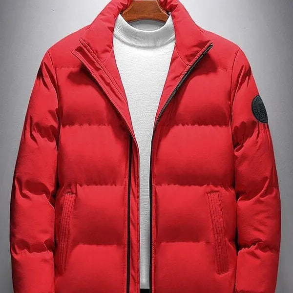 Men's casual Korean-style cardigan cotton-padded coat jacket in green, polyester fibre winter outerwear