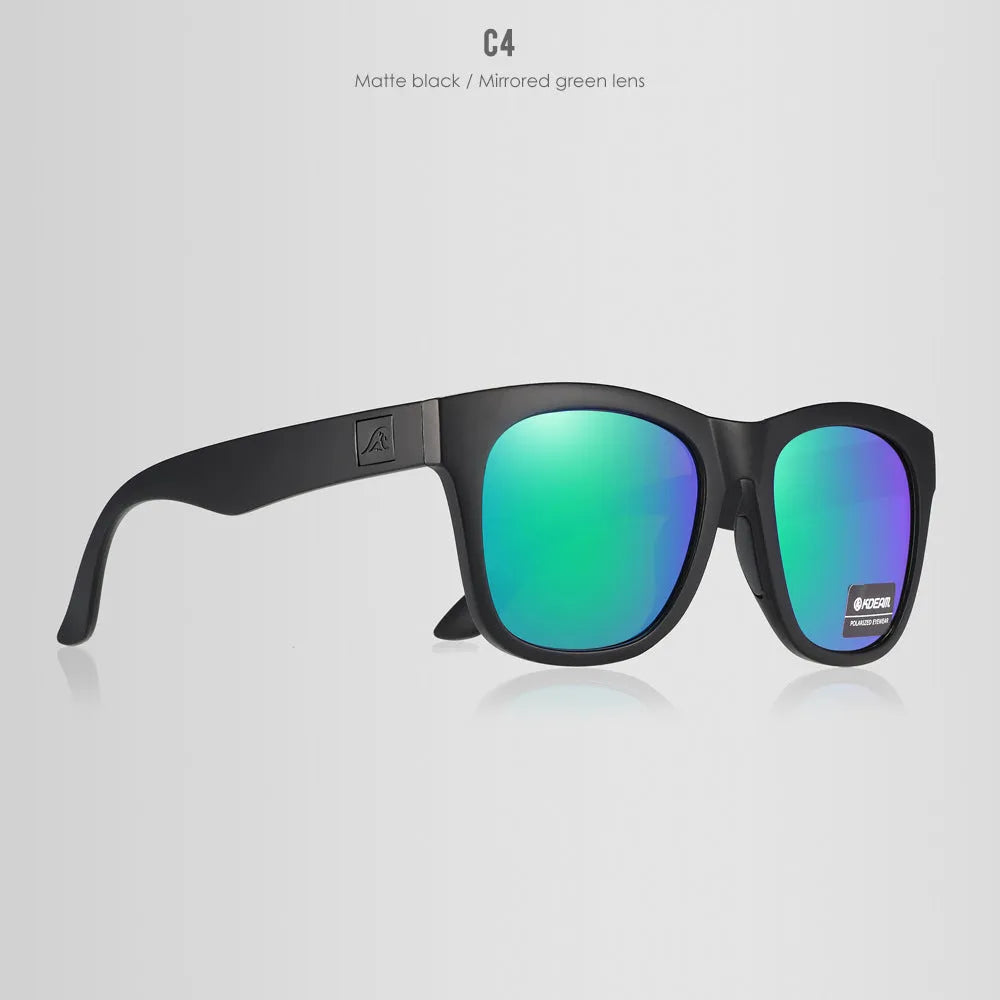 A pair of thickened polarised sunglasses with TAC lenses and a PC frame, shown in one of the available C-series colours.