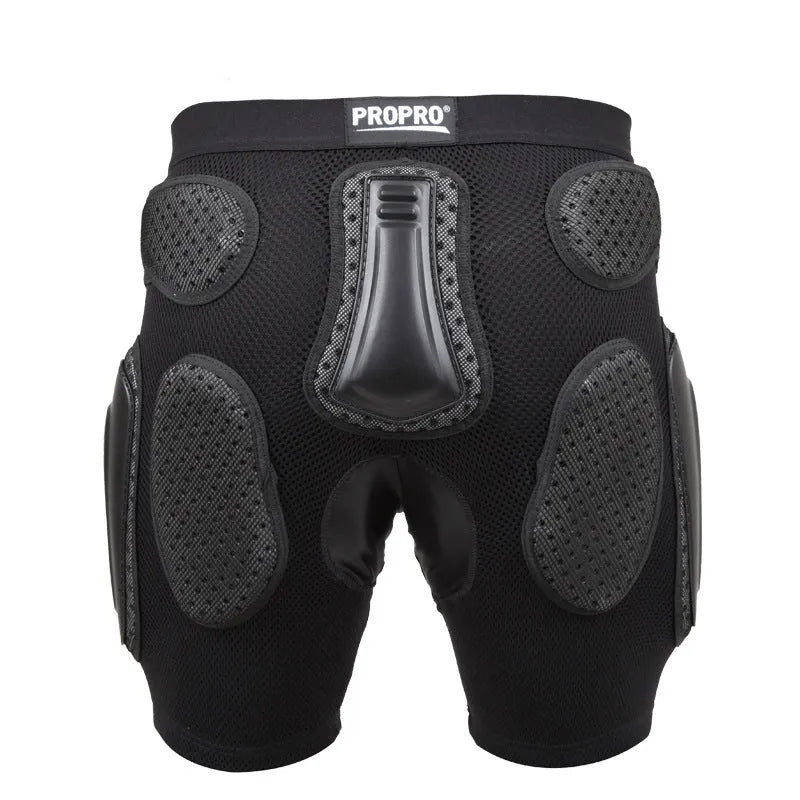 Black cycling hip protection pants for mountain biking and road cycling safety
