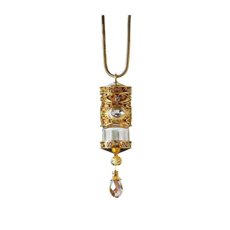 Alloy car suspension hanging pendant cylindrical shape with aroma function, Golden Magic or Silver Magic finish