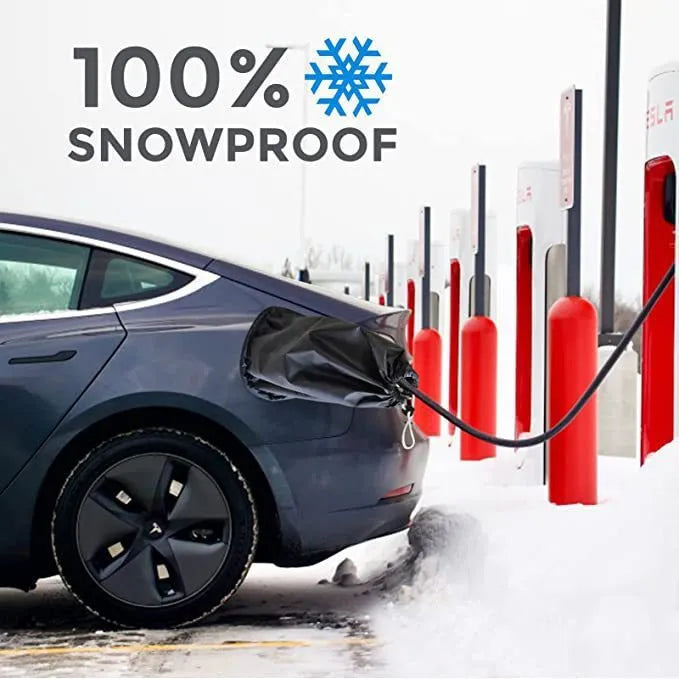 Grey waterproof drawstring cover for a new energy vehicle charging port