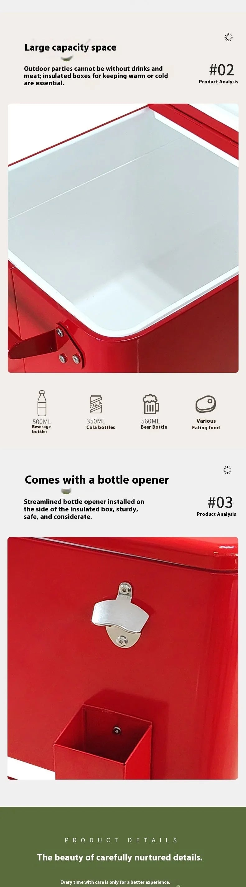 Red metal outdoor insulated trolley ice bucket with 750ml capacity