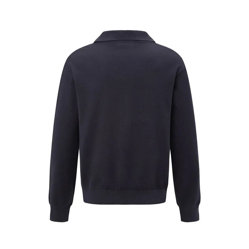 Loose bottoming shirt pullover in acrylic blend fabric, shown in black colour