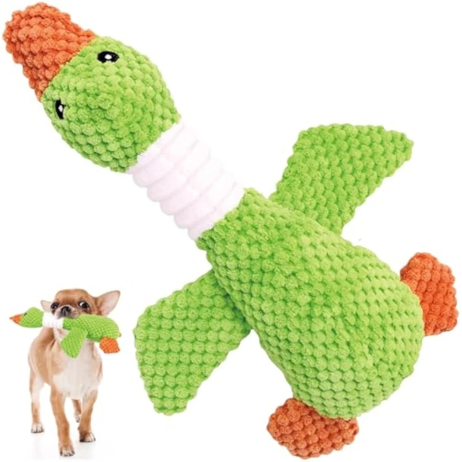 Blue durable duck dog plush toy with squeaker for large breed dogs and teething puppies
