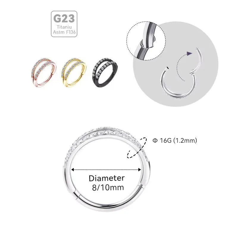 G23 titanium alloy lip and nose ring body jewellery in gold or steel colour finishes