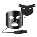 Black and gold LED phototherapy face mask with controller for home skin treatment.
