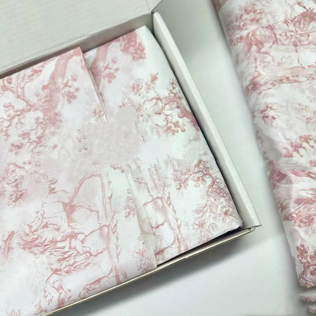 French romance style decorative tissue paper roll in pink purple and green purple colours, 50x70cm sheet size