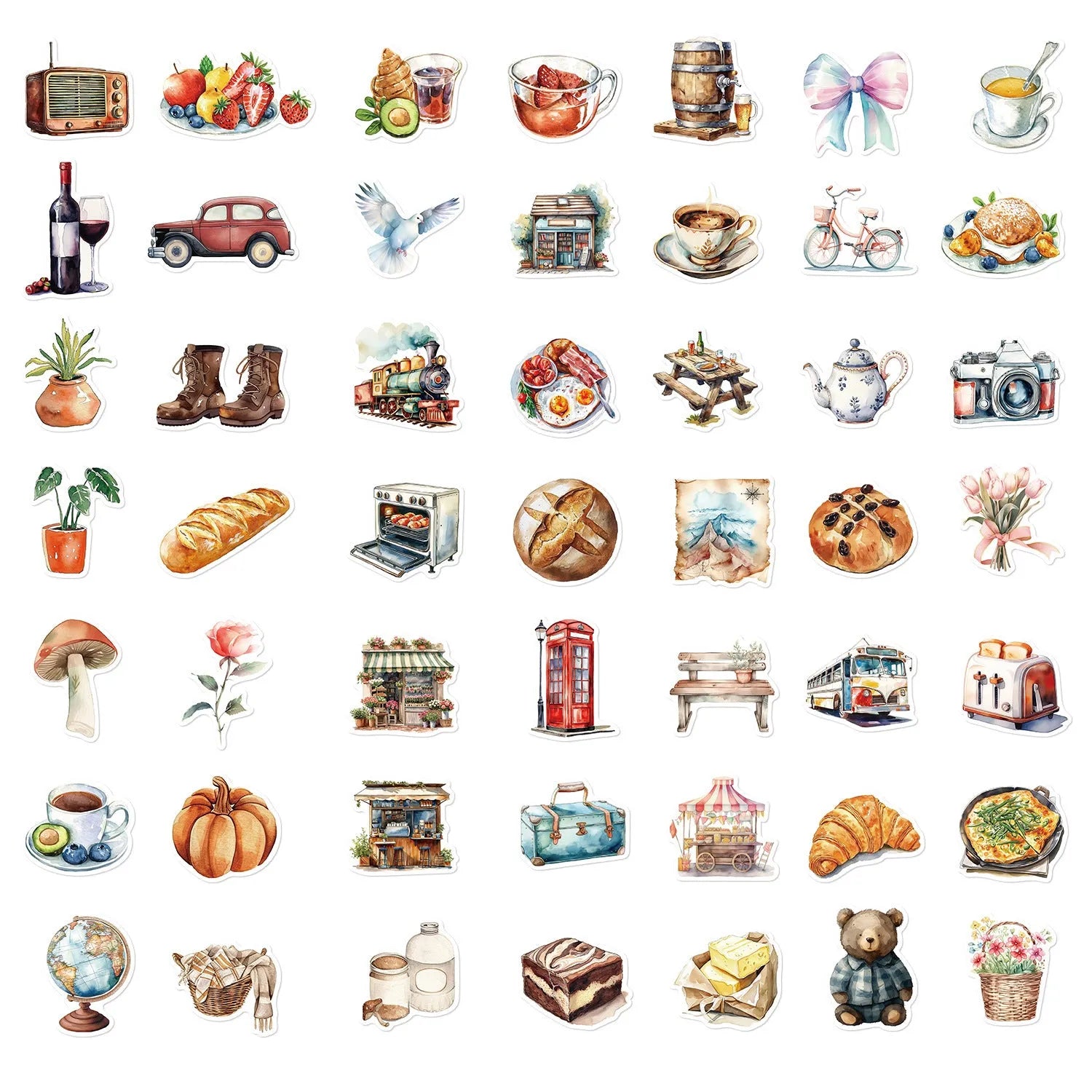 50 cartoon graffiti stickers with cute PVC adhesive designs, 3-6cm waterproof matte finish