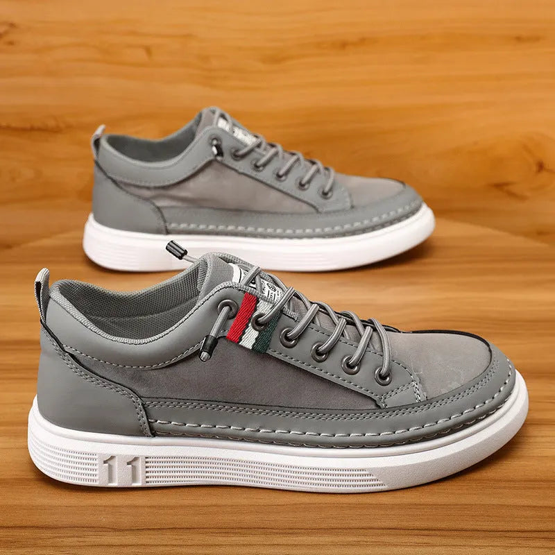 Men's casual bandage-style sneakers in high-top design with round toe and PVC sole