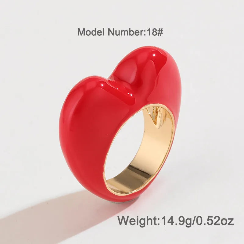 Original design heart-shaped ring with raised 3D enamel colour on a zinc alloy band.