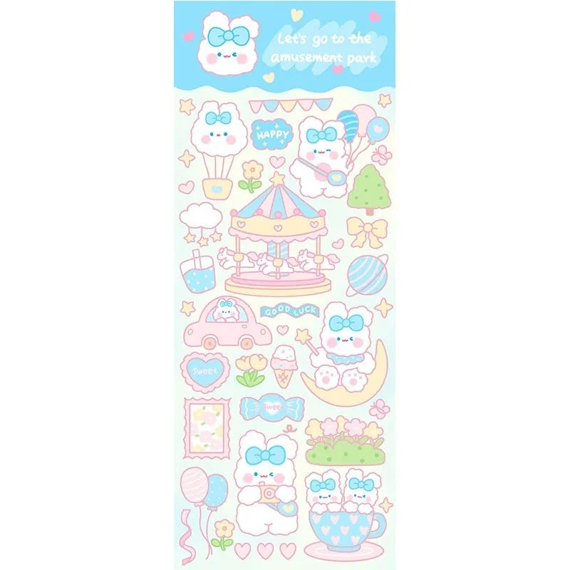 PVC waterproof agenda notebook stickers with cartoon designs for stationery decoration