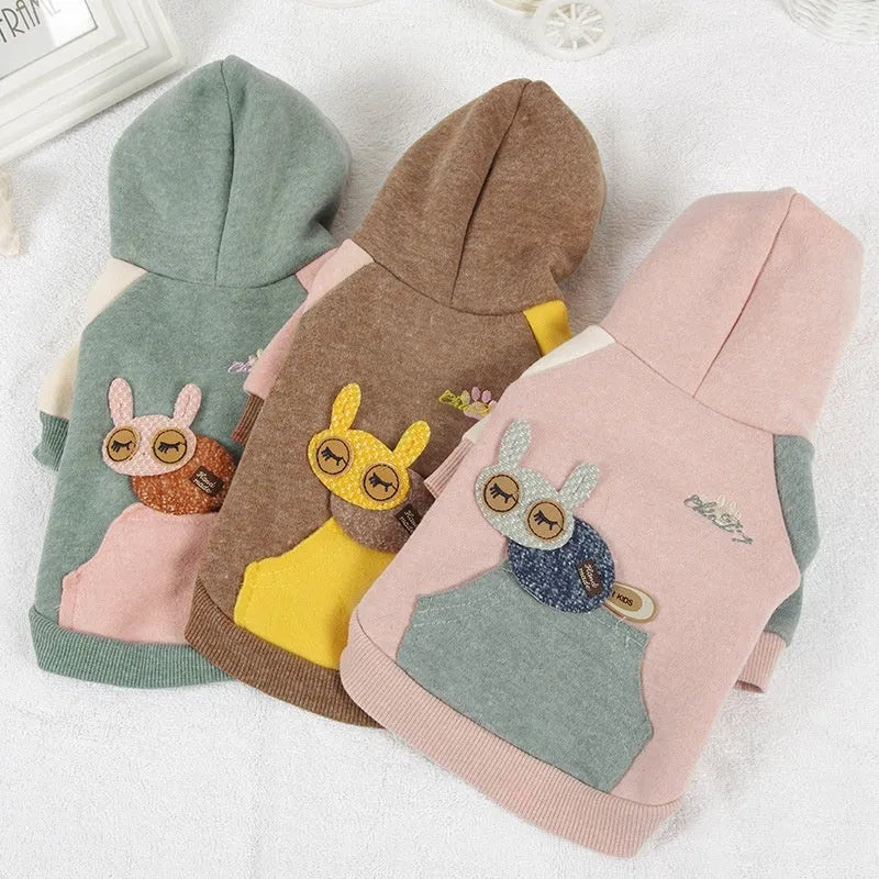 Brown cotton dog sweatshirt on a pet, showing casual fit and soft fabric texture.