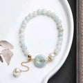 Natural emerald peace buckle pearl bracelet with jade pendant and pearl beads
