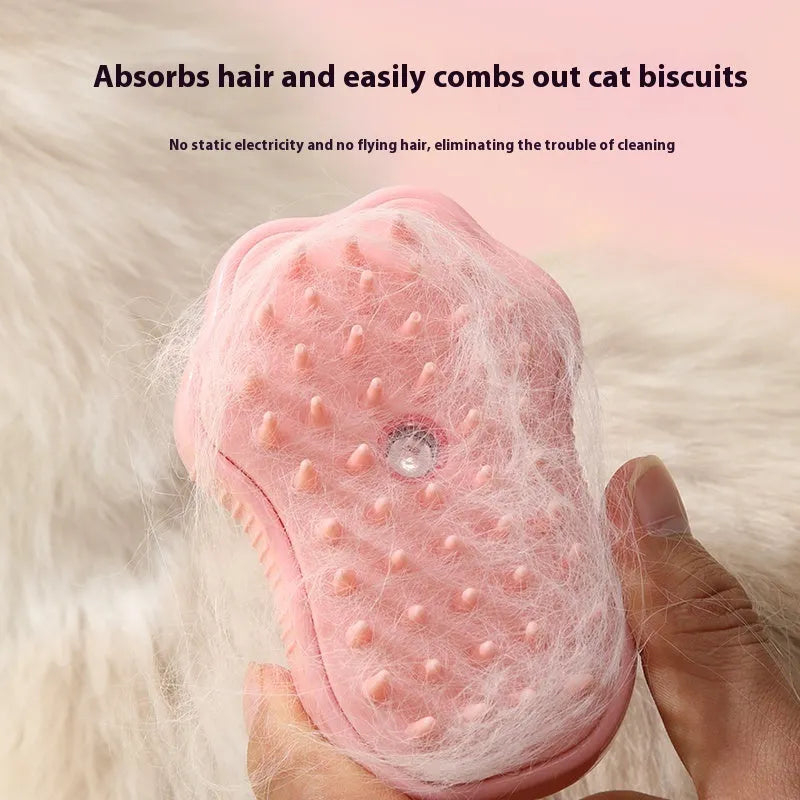 Pet spray comb brush for cats and dogs in ABS TPR with spray function and non-slip grip
