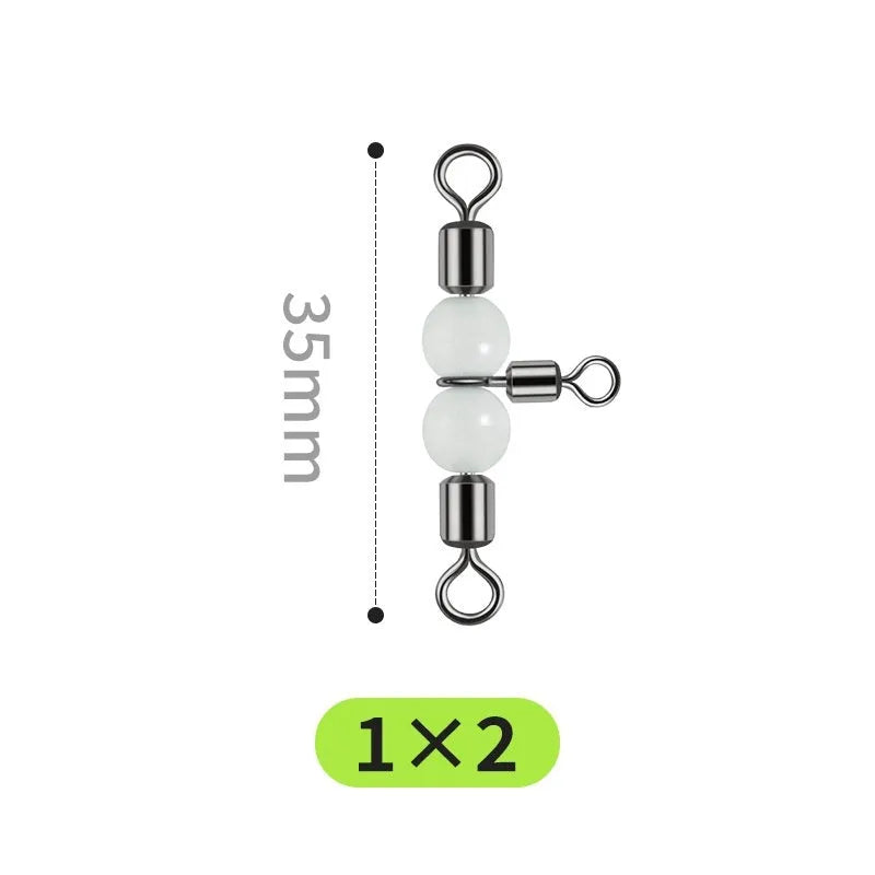 Copper luminous three-fork fishing swivel accessories in bulk pack of 10 for T-type balance fork systems
