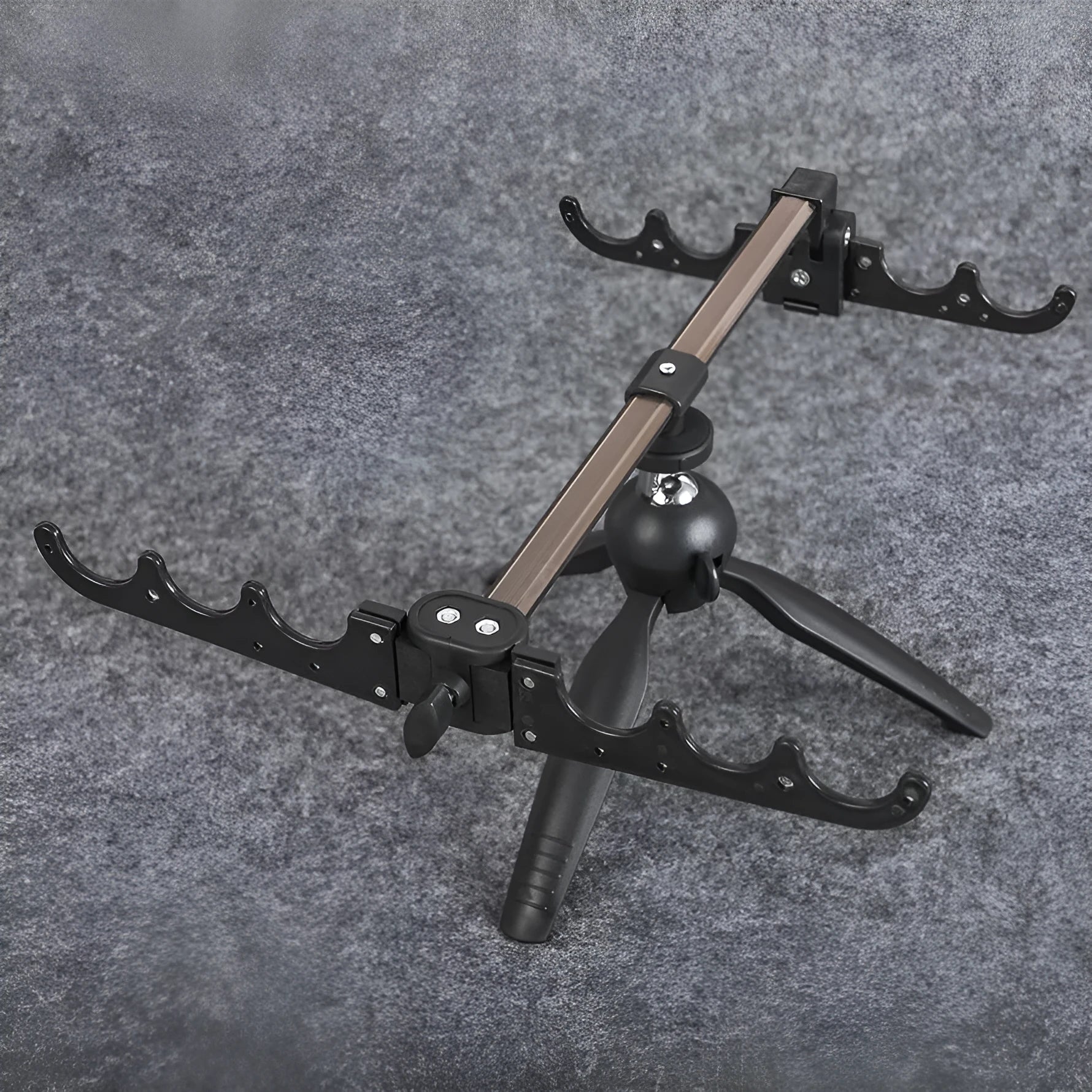 Aluminium ice fishing triangle rod holder bracket with folded legs