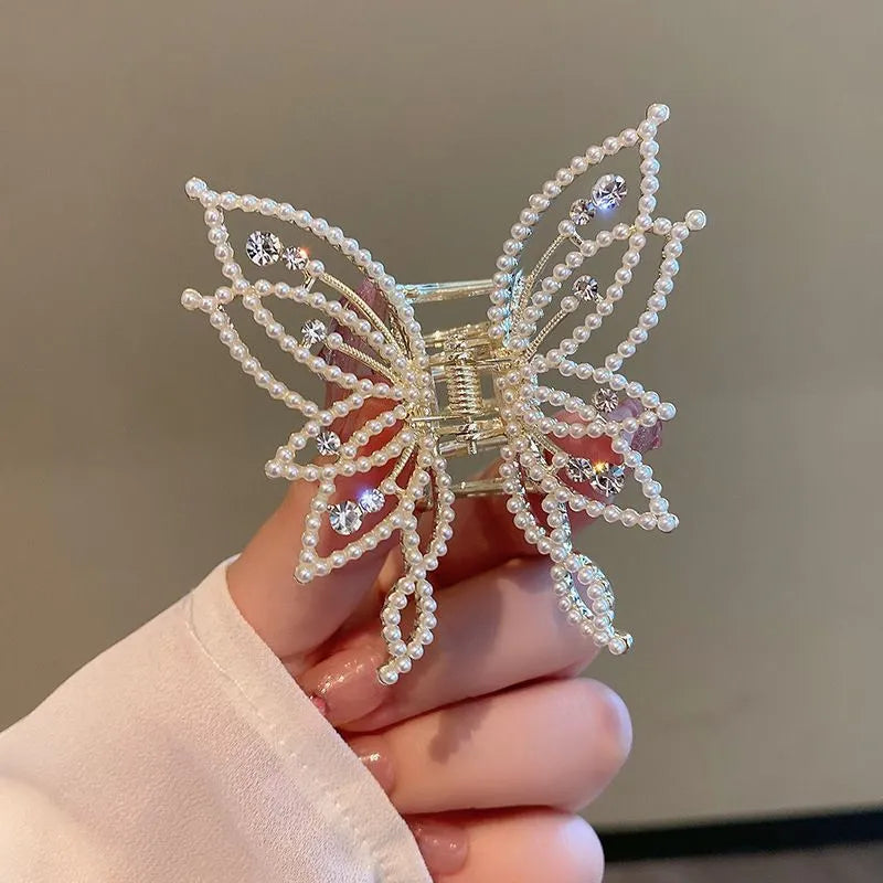 Butterfly decorative barrette hair clip for women in alloy with electroplated finish