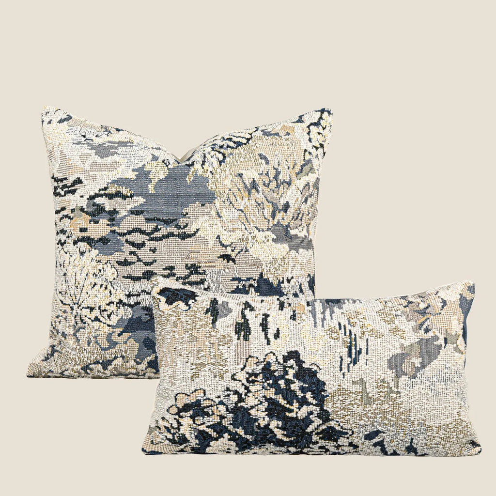 French style antique blue wool blend floral pattern cushion cover in 30×50cm or 50×50cm sizes