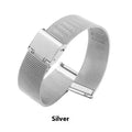 Milani Silk woven stainless steel watch band showing natural pattern in silver colour