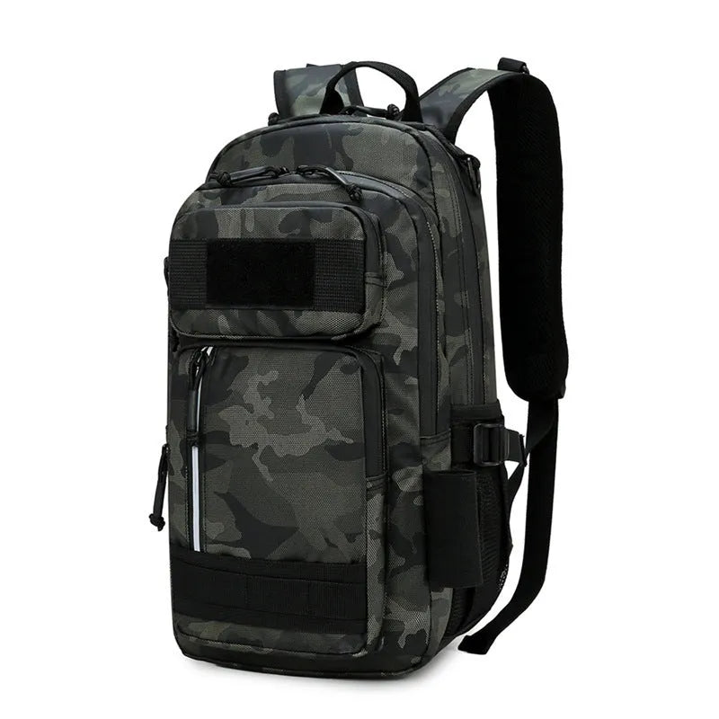 Large 20-35 litre outdoor backpack in orange colour made from Derm material for hiking and camping
