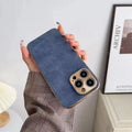 Leather texture iPhone case in grey showing TPU construction and solid colour finish