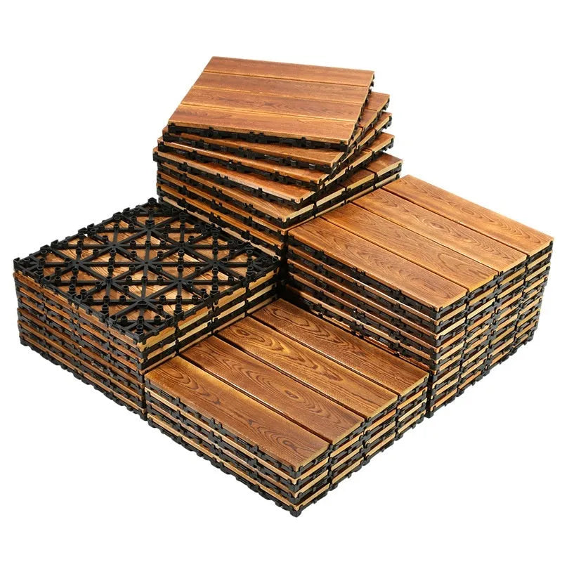 Camphor pine wood flooring tiles 30x30cm for balcony indoor outdoor use