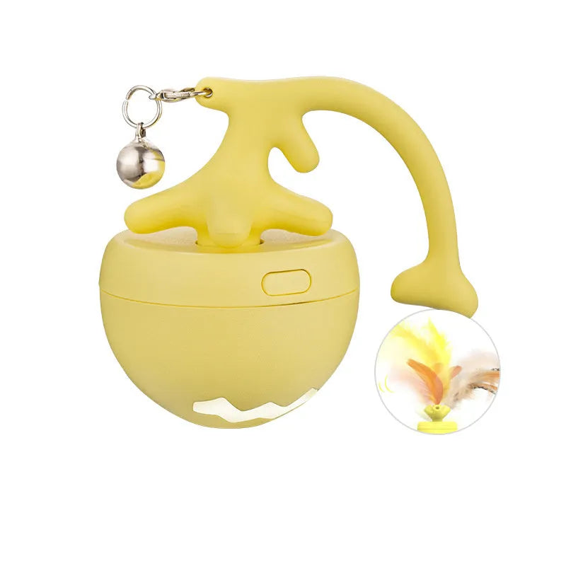 USB electric cat teasing ball with fish bone rolling design and teasing stick attachment