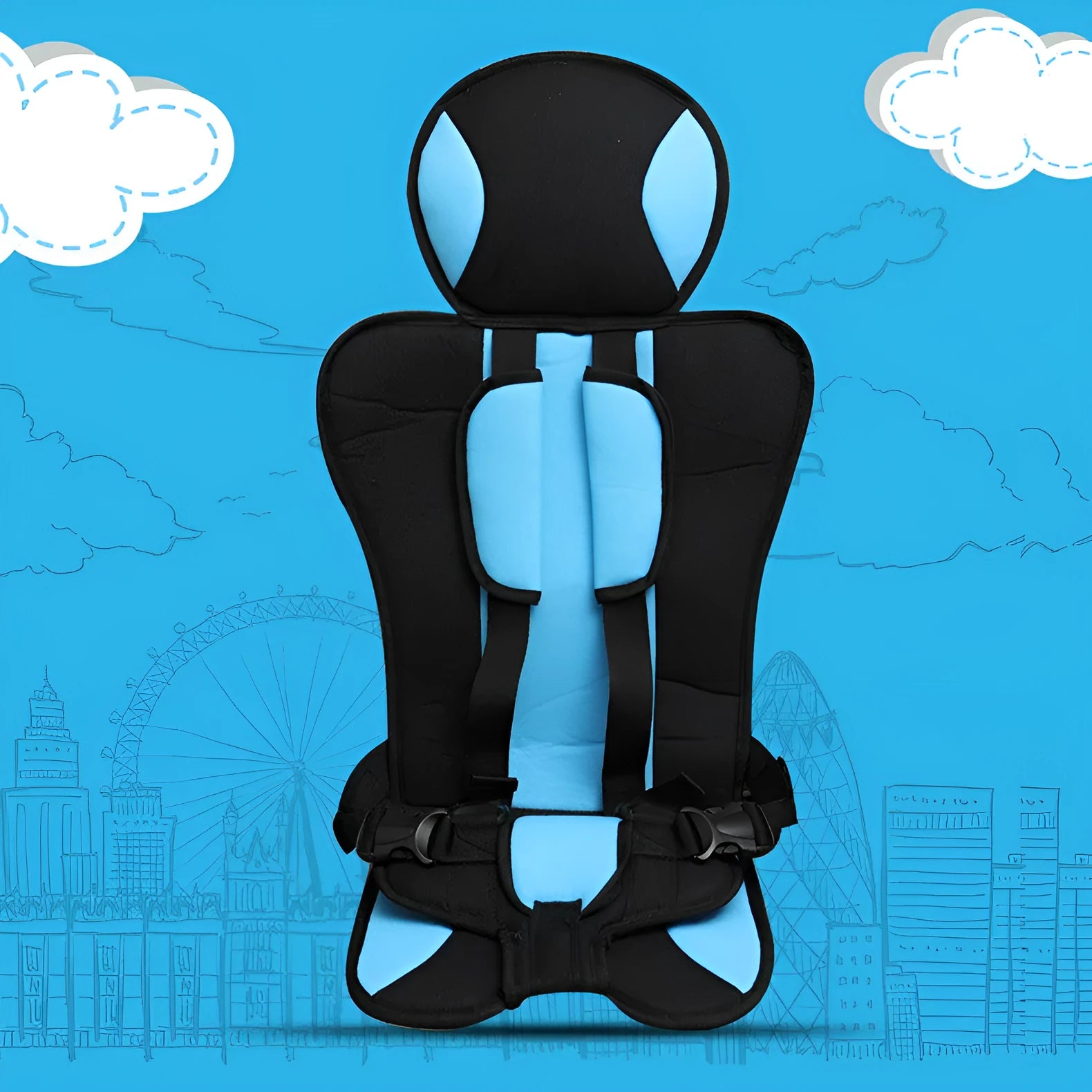 Car rear child seat with sandwich PP cotton padding splicing design in brown, blue, grey, red options